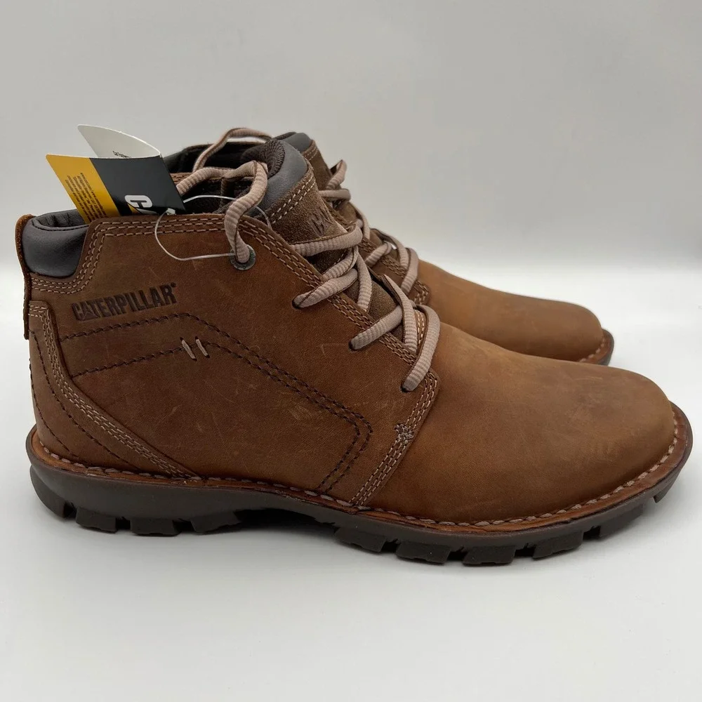 Caterpillar Threshold Chukka Boots Mens 7 Brown Leather Lace Work‎ Casual Shoes
